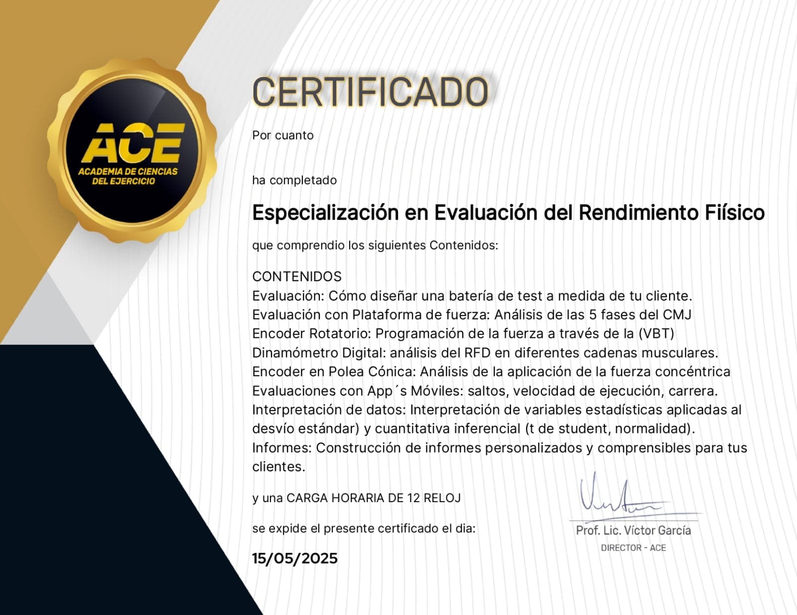 Evaluación del Rendimiento Físico - ACE